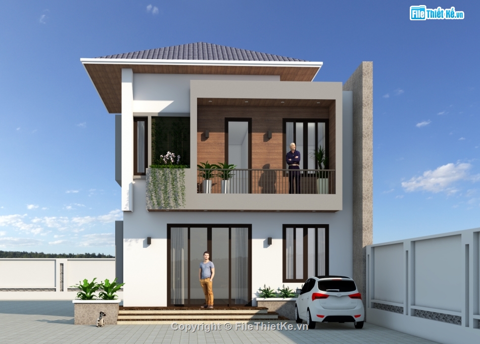 biet thu 2 tang hien dai,biet thu 2 tang 9.4x10.1m,biet thu 2 tang hien dai 4 phong ngu